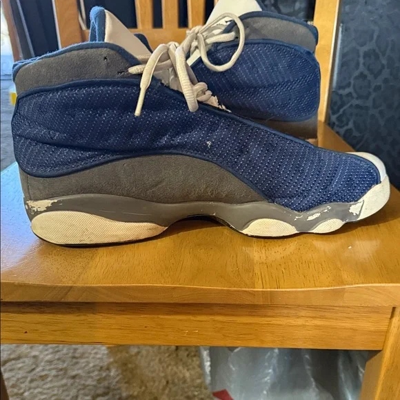 Jordan Navy and White High-Top Sneakers - Picture 6 of 8